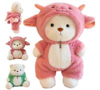 Ours en Peluche, 30CM Ours Teddy Bear, Nounours en Peluche Doudou Ours, Teddy Super Doux, Ourson Mignon avec Vêtements Amovibles, Peluches Teddy Bear Peluche, Ours en Peluche Teddy (Mouton Rose)