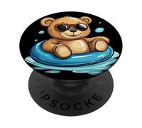 Ours en Peluche Aimant l'eau dans Un Anneau Flottant PopSockets PopGrip Adhésif