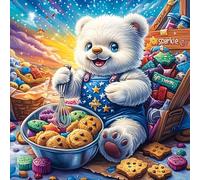 Ours en Peluche avec des Biscuits 100 Pièces Puzzle Collectionneur en Carton Haute Densité Épais Haute Difficulté Décoration Murale Oeuvre d'art Cadeau Noël Premium 28x28cm