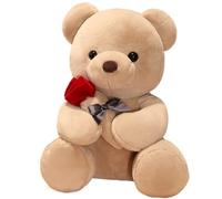 Ours en Peluche avec Fleur De Rose, Adorable Et Doux Idéal comme Cadeau Danniversaire for Enfants(Orange,25cm/9.8in)