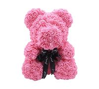 Ours en Peluche avec Fleurs Éternelles et Bouquet de Roses - Cadeau Saint Valentin pour Femmes, Petite Amie/Fille