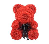 Ours en Peluche avec Fleurs Éternelles et Bouquet de Roses - Cadeau Saint Valentin pour Femmes, Petite Amie et Fille