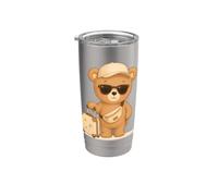 Ours en peluche avec valise - Joli motif vacances et aventure Gobelet isotherme en acier inoxydable double paroi