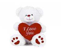 Paw - Peluche Ours Blanc Avec Coeur Rouge - 20 Cm