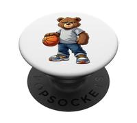 Ours en Peluche Cool Jouant au Basket-Ball Streetwear PopSockets PopGrip Adhésif