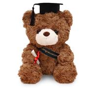 Ours en Peluche d'examen,Ours en Peluche avec Diplôme et Chapeau de Docteur,Cadeau d'obtention de Diplôme,Cadeau de Baccalauréat,Cadeau de réussite à l'examen,Cadeaux de Graduation (Marron foncé)
