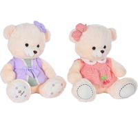 Ours en peluche DKD Home Decor Dress Beige Pink Purple Polyester for Kids Bear (2 Pieces)