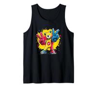 Ours en Peluche Double Paix Pop Art rétro Amusant Personnage Graphique Débardeur