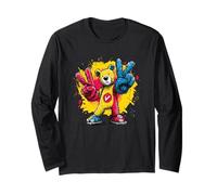 Ours en Peluche Double Paix Pop Art rétro Amusant Personnage Graphique Manche Longue