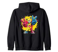 Ours en Peluche Double Paix Pop Art rétro Amusant Personnage Graphique Sweat à Capuche