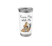 Ours en peluche effrayant avec inscription « Come Play With Me » Gobelet isotherme en acier inoxydable double paroi