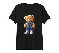 Ours en Peluche en Jean décontracté rayé Tenue Formes Mania T-Shirt Haut de Gamme