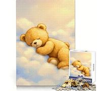Ours en Peluche endormi sur des Nuages Puzzle de 1000 pièces pour Adultes Jeu de logique mentale Soulagement des tensions Découpe Ferme 38x52cm