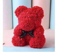 Ours en peluche - Éternel - Rose - 25cm - Fleurs artificielles - Cadeau Saint Valentin