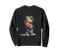 Ours en Peluche Graffiti coloré dans Un Costume de Hip-hop Streetwear Sweatshirt