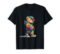Ours en Peluche Graffiti coloré dans Un Costume de Hip-hop Streetwear T-Shirt