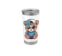 Ours en peluche kawaii cool avec des lunettes de soleil Gobelet isotherme en acier inoxydable double paroi