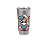 Ours en peluche kawaii cool avec des lunettes de soleil Gobelet isotherme en acier inoxydable double paroi