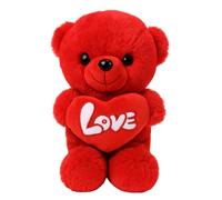 Ours en peluche "LOVE" 32 cm avec cœur - Peluche cadeau romantique pour la Saint Valentin, anniversaire et anniversaire - Doux ourson décoratif - 4 couleurs : rouge, marron, rose, beige (rouge)
