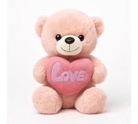 Ours en peluche "LOVE" 32 cm avec cœur - Peluche cadeau romantique pour la Saint Valentin, anniversaire et anniversaire - Doux ourson décoratif - 4 couleurs : rouge, marron, rose, beige (ROSE)