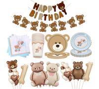 Ours en peluche marron, vaisselle jetable, serviettes de fête, assiettes, tasses, décoration de fête d'anniversaire pour enfants, réception-cadeau pour bébé 20pcs napkins