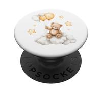 Ours en Peluche Mignon sur Nuage | Art de pépinière Aquarelle PopSockets PopGrip Adhésif