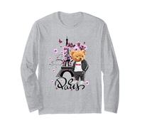 Ours en Peluche Paris France Tour Eiffel Design Graphique Manche Longue