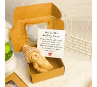 Ours en Peluche Poche dans Une Boîte, Poche Souci Ours Câlin Peluche Jouet, Poupées O-urs Peluches Min-i Faite Main avec Carte Inspirante, Soutien Émotionnel Mignon Peluches Petits O-urs Jouet