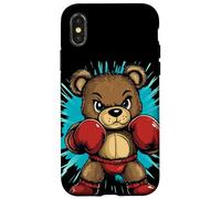 Ours en peluche puissant avec gants de boxe pour garçons et filles Coque pour iPhone X/XS