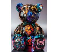 Ours en peluche rayé multicolore 120cm de haut Figurine de décoration/publicitaire - GFK - agrandie - pour l'extérieur