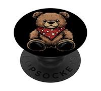 Ours en peluche Rockabilly qui ramène les années 50 avec style PopSockets PopGrip Adhésif