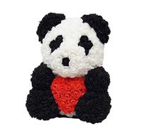 Ours En Peluche Rose, Ours En Peluche Rose, Nounours À Fleurs Artificielles De 9,84 Pouces/ 25 Cm Avec Cœur/nœud | Cadeau Panda Fabriqué À La Main Pour Les Anniversaires, Les Mariages, Les Baby Shower
