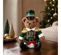 Ours en Peluche Soldat Casse-Noisette Noël, décoration de Table Ours Assis | Deux coloris, coutures soignées et tissu doux, posture stable pour une décoration festive durable