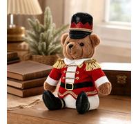 Ours en Peluche Soldat Casse-Noisette Noël, décoration de Table Ours Assis | Deux coloris, coutures soignées et tissu doux, posture stable pour une décoration festive durable