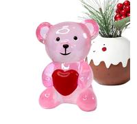 Ours En Peluche Tenant Un Cœur - Décoration De Bureau En Résine Mignonne, Rehausseur D'humeur Pour Poste De Travail De Bureu, Cadeau Romantique, Figurine De Table, Décoration De Maison Et De Bureau