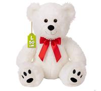 Ours En Peluche Très Douce MONZANA® Avec Noeud Papillon - Nounours 50cm Blanc - Doudou Ourson Mignon