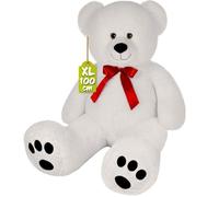 Ours En Peluche Très Douce MONZANA® Avec Noeud Papillon - Nounours Géant 100cm Blanc - Grosse peluche - Doudou Mignon