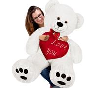 Ours en peluche XXL blanc avec coussin en forme de coeur grand nounours jouet cadeau