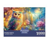 Ours en Pleine Nuit d'un Village Lumineux et Fantastique Puzzle De 1000 Pièces Owl Puzzles Classiques pour Toutes Les Âges 38x26cm/1000pcs