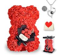 Ours en Rose, Meilleur Cadeau pour Noël, Rose Bear Teddy Flower Ours en Peluche avec Boîte, Collier, Je t'aime en 100 Langues, la Saint-Valentin, Cadeaux Romantiques Mignons pour Femme Petite Amie
