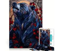 Ours en vitrail avec Baies Puzzle de 1000 pièces pour Adultes Jeu de logique Solide Jeu de Groupe Bords Nets 38x26cm
