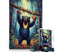 Ours en vitrail dans la forêt Puzzle de 1000 pièces pour Adolescents Idée Cadeau de Saison Détente et Amusement garantis 50x75cm