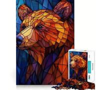 Ours en vitrail Puzzle de 1000 pièces pour Adultes Jeu Intelligent Anti-Stress Modèle à Assembler Surprise de Noël 38x26cm