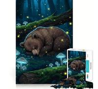 Ours endormi dans la forêt Magique Puzzle de 1000 pièces pour Adolescents Stimule la mémoire Jeu apaisant Bords Nets Cadeau de Noël 38x26cm