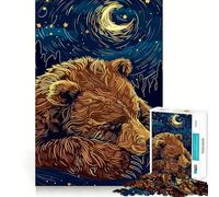Ours endormi sous Un Ciel étoilé Puzzle de 1000 pièces pour Adultes Cadeau Stimulant la logique et l'habileté Jeu Anti-Stress Découpe précise Liste de souhaits du Père Noël 38x26cm
