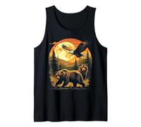 Ours et Aigle dans Une forêt avec Pleine Lune Débardeur