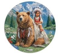 Ours et Fille en Costumes amérindiens 1000pcs (67.5x67.5cm) Puzzle pour Adultes -,Jouet De DIY