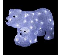 Feeric Lights & Christmas – Ours et Ourson lumineux extérieur h27cm 60 LED à panneau solaire