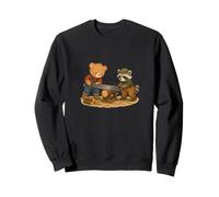 Ours et Raton Laveur sciant du Bois - Jolis Travailleurs forestiers Sweatshirt
