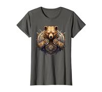 Ours Faune Animal Nature Steampunk T-Shirt, Femme, Asphalte, L